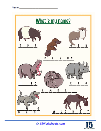 Names of Land Animals