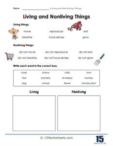 Living and Nonliving Things Worksheets - 15 Worksheets.com