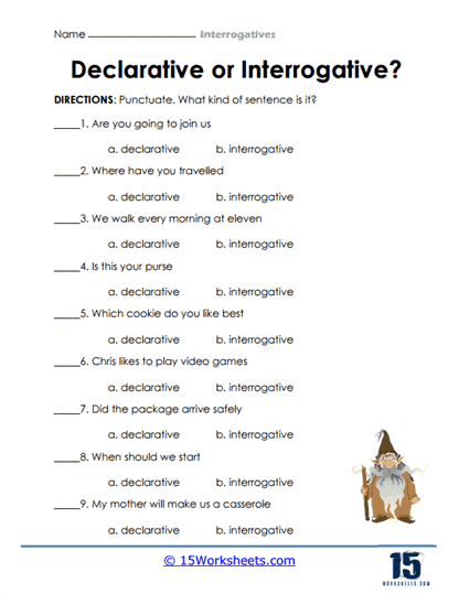 Interrogative Worksheets