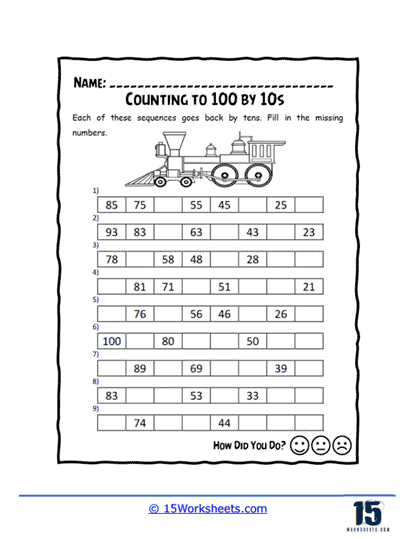 Goes By Rows Worksheet
