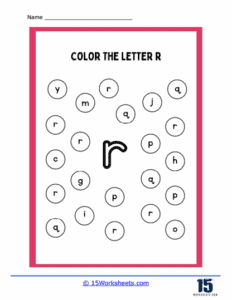 Color Exercise Grade R Letter R Worksheets | Alphabet Collection - 15 Worksheets.com