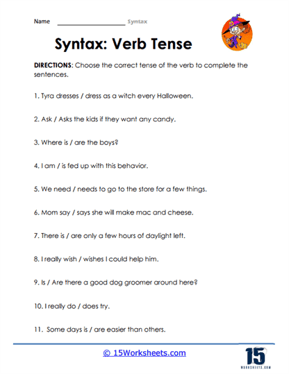 Syntax Worksheets