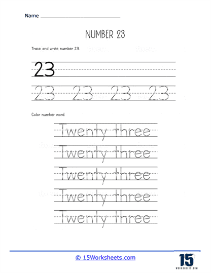 Number and Word Trace Worksheet