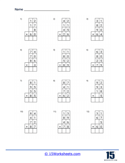 Jagged Double- and Single-Digit Step Addition