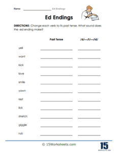 Ed Endings Worksheets - 15 Worksheets.com