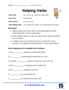 Helping Verbs Worksheets - 15 Worksheets.com