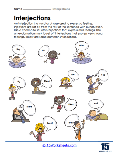 Interjection Worksheets