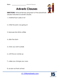 Adverb Clauses Worksheets - 15 Worksheets.com