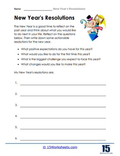 New Year’s Resolutions Worksheets