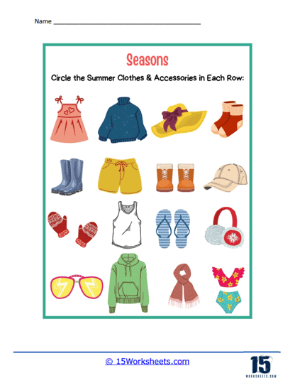 Summer Clothing Worksheet