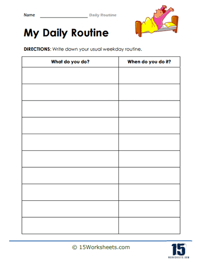 daily routines worksheet