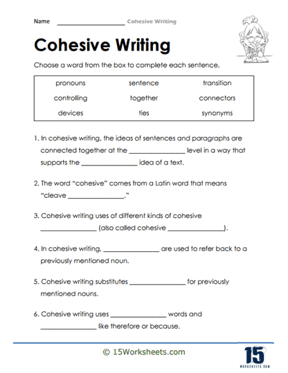 Cohesive Writing Worksheets