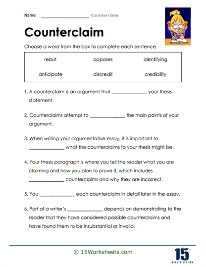 Counterclaim Worksheets