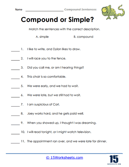 Compound Sentences Worksheets - 15 Worksheets.com