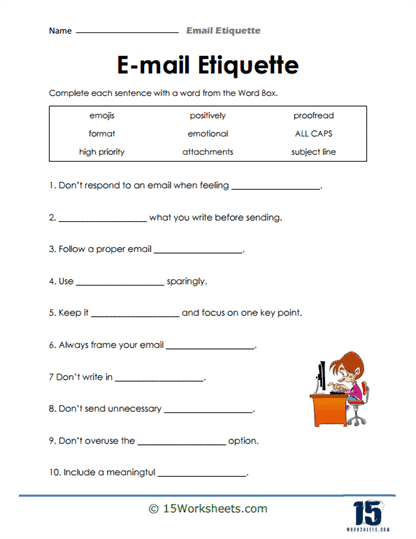 Email Etiquette Worksheets - 15 Worksheets.com