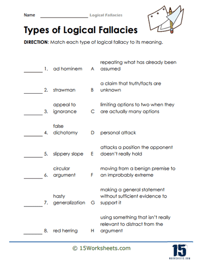 Logical Fallacies Worksheets 15 Worksheets com