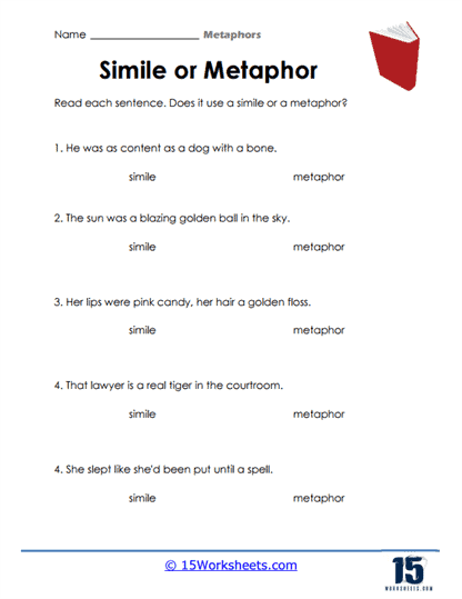 Simile or Metaphor Worksheet