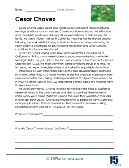 Cesar Chavez Worksheets