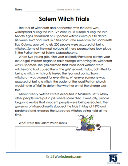 Salem Witch Trials Worksheets
