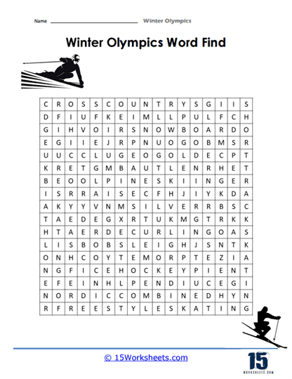 Winter Olympics Word Find