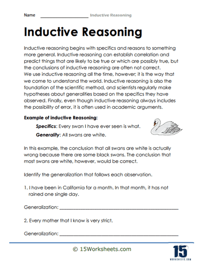 Inductive Reasoning Worksheets