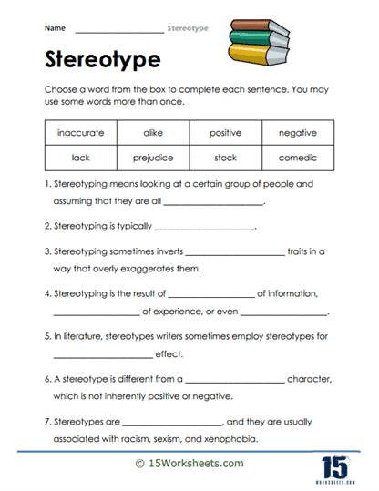 Stereotype Worksheets