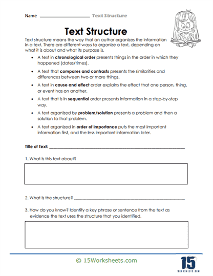 Text Structure Worksheets