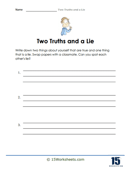 Printable Template Two Truths And A Lie Worksheet