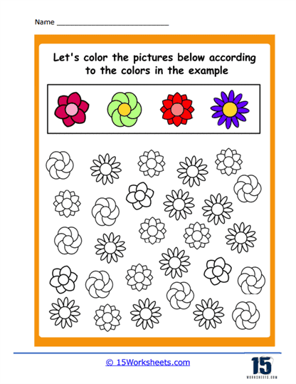 Coloring Flowers Worksheet