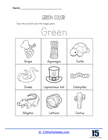 Green Color Worksheets