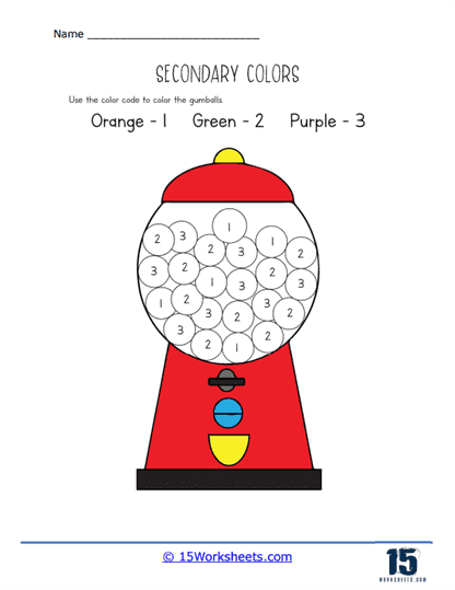 Secondary Gumball Colors Worksheet