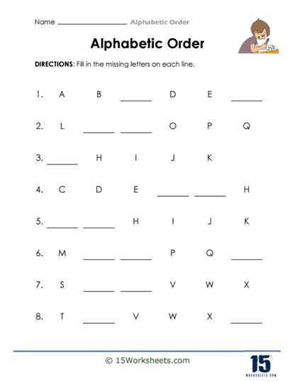 Alphabetic Order Worksheets - 15 Worksheets.com