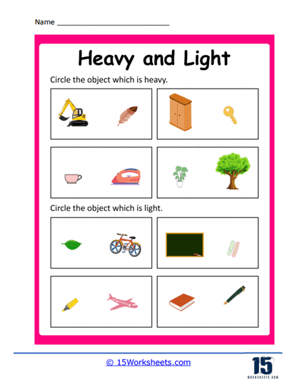 Heavy or Light Worksheet