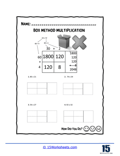 Box Method Multiplication Worksheets - 15 Worksheets.com