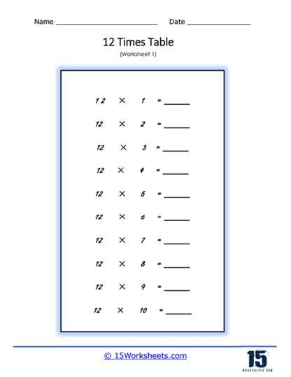 Simple 12s Worksheet