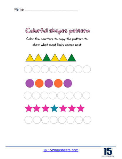 Colorful Shape Patterns Worksheet