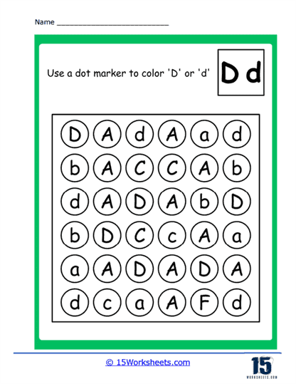 D Dot Markers Worksheet