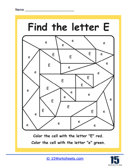 E Coloring Puzzle Worksheet