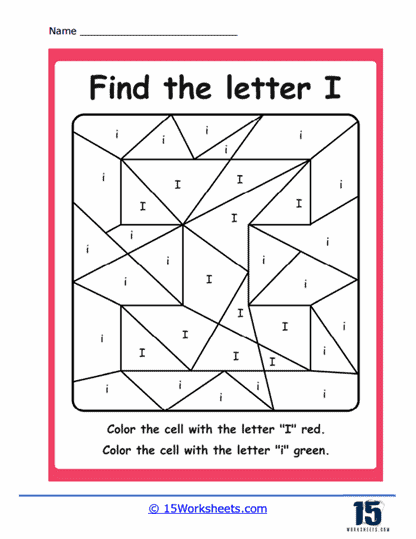 I Coloring Puzzle Worksheet