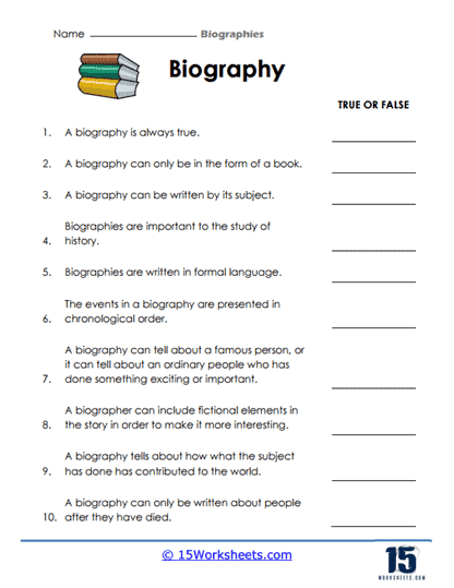 Biography Worksheets