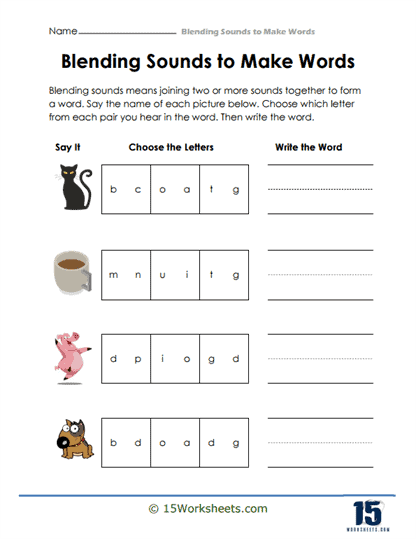 Identifying Letter Sounds in Words - The /b/ Sound Worksheet for
