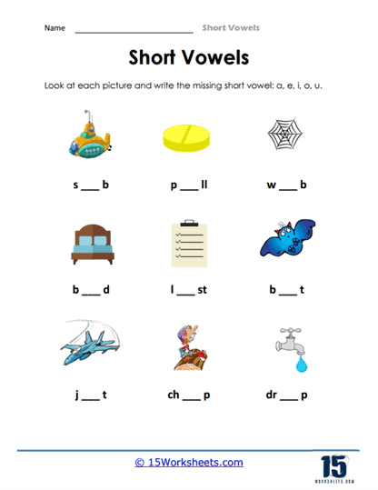 Short Vowels Worksheets - 15 Worksheets.com