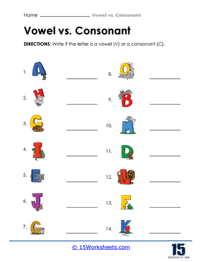 Vowels Vs Consonants Worksheets Worksheets Com