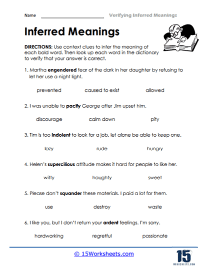 Finding Word Meaning In Context - Prove Your Thinking Worksheet