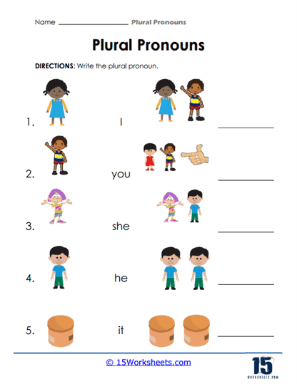 Plural Pronoun Worksheets