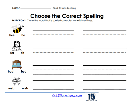 Choose the Correct Spelling Worksheet