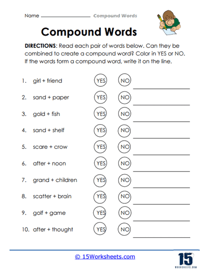 compound words with pictures worksheets
