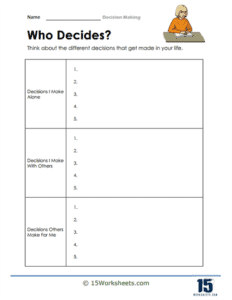 Decision Making Worksheets - 15 Worksheets.com