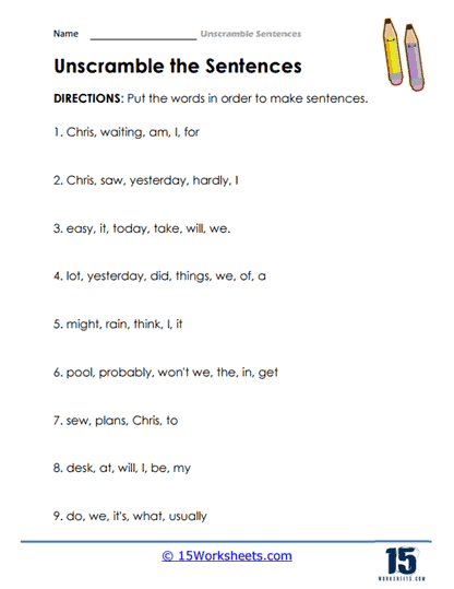 Unscramble Sentences #10