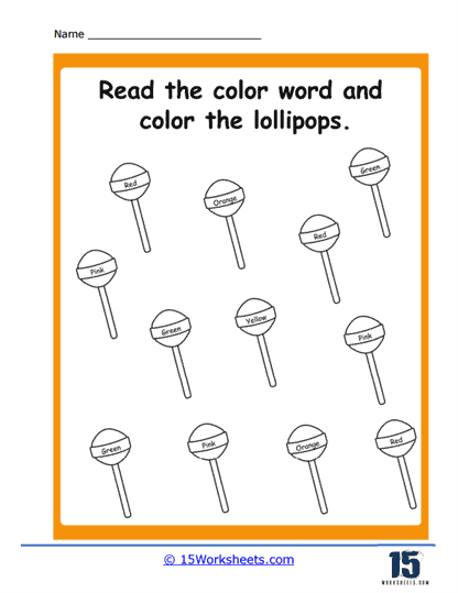 Coloring Lollipops Worksheet